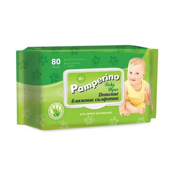 Изображение товара Влажные салфетки детские Pamperino с пластиковым клапаном 80 штук Влажные салфетки детские Pamperino с пластиковым клапаном 80 штук фотография