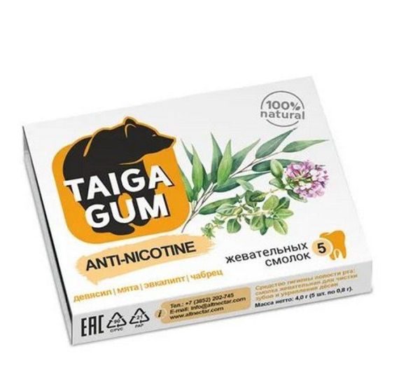 Изображение товара Смолка жевательная Taiga Gum против курения Алтайский нектар 5шт Смолка жевательная Taiga Gum против курения Алтайский нектар 5шт фотография